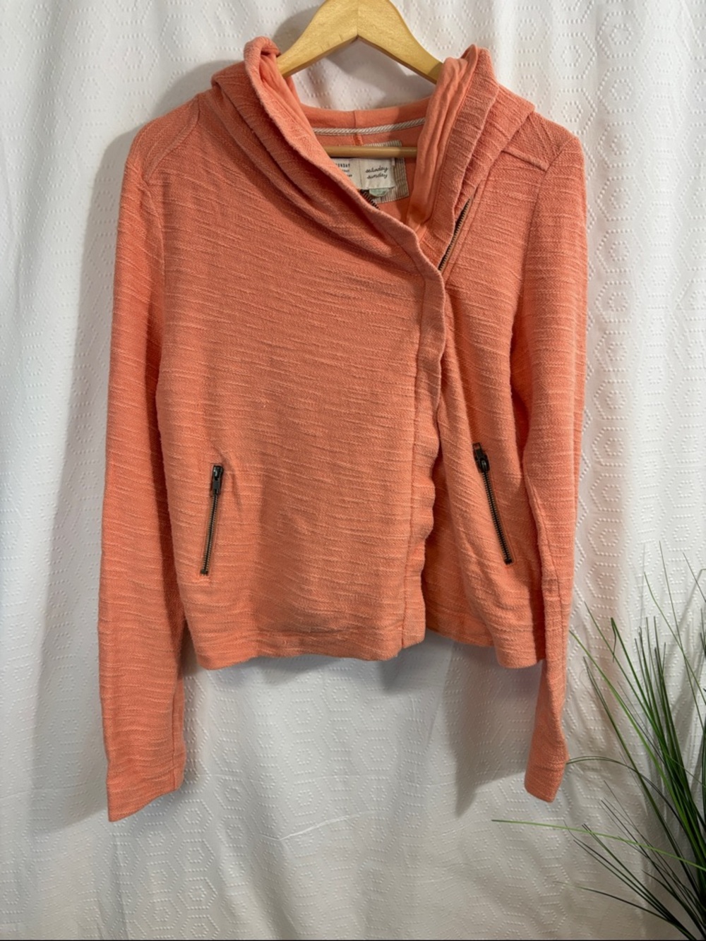 "Saturday Sunday" Cross body Full Zip-up Hoodie